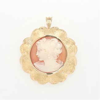 14k  gouden broche/hanger met een camee