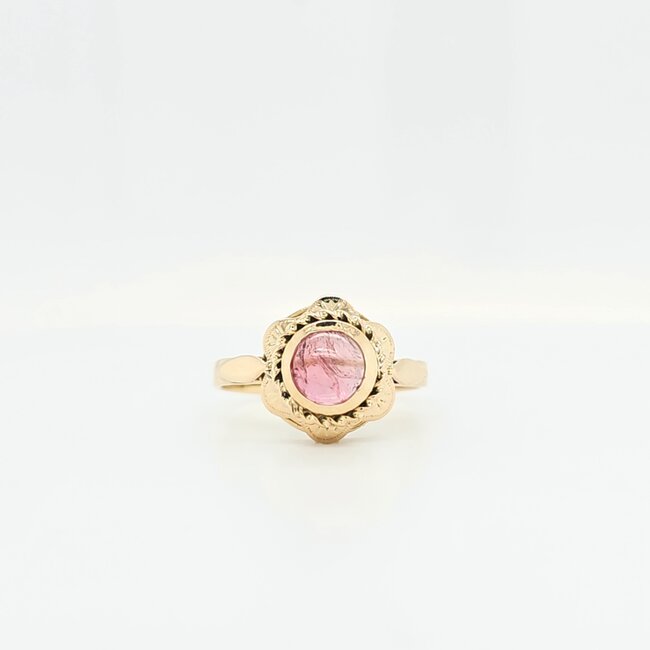 Occ 14k ring roze tourmalijn mt 17.5 2.5gr