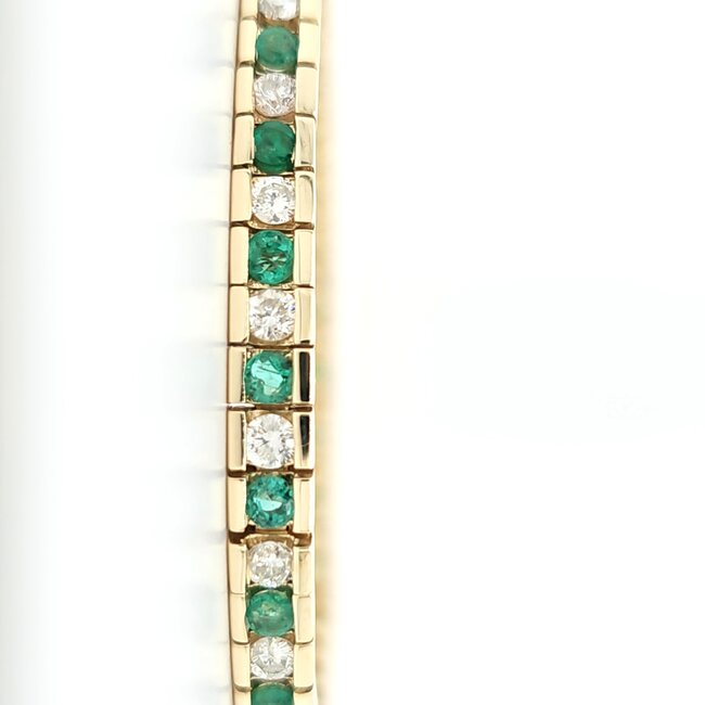 Occ 14k armbnd Smaragd 2.24ct/brilj 2.31ct 17.5cm