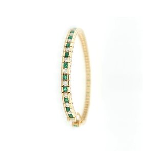 14k gouden armband gezet Smaragd  en briljant