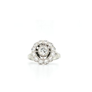 Occ 14k witgd ring met OMCdia/Brilj mt16.25 3.1gr