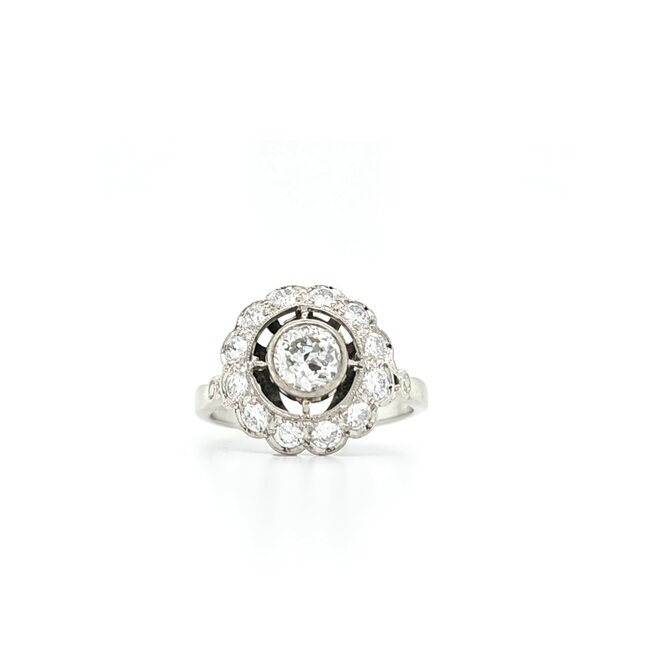 Occ 14k witgd ring met OMCdia/Brilj mt16.25 3.1gr