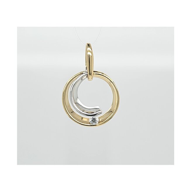 14k bicolor gouden hanger met Briljant