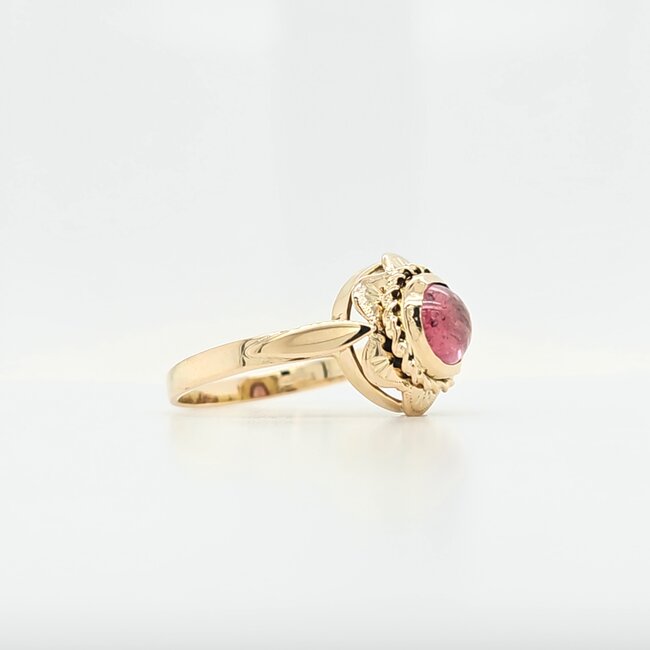 14k ring met roze tourmalijn