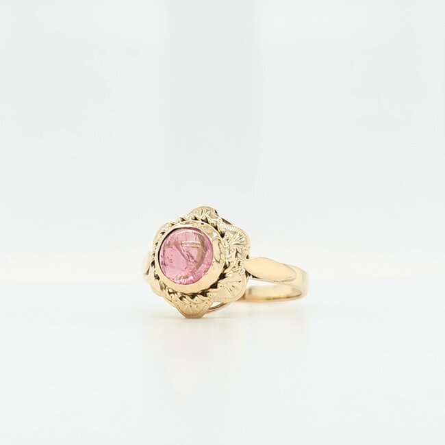 14k ring met roze tourmalijn