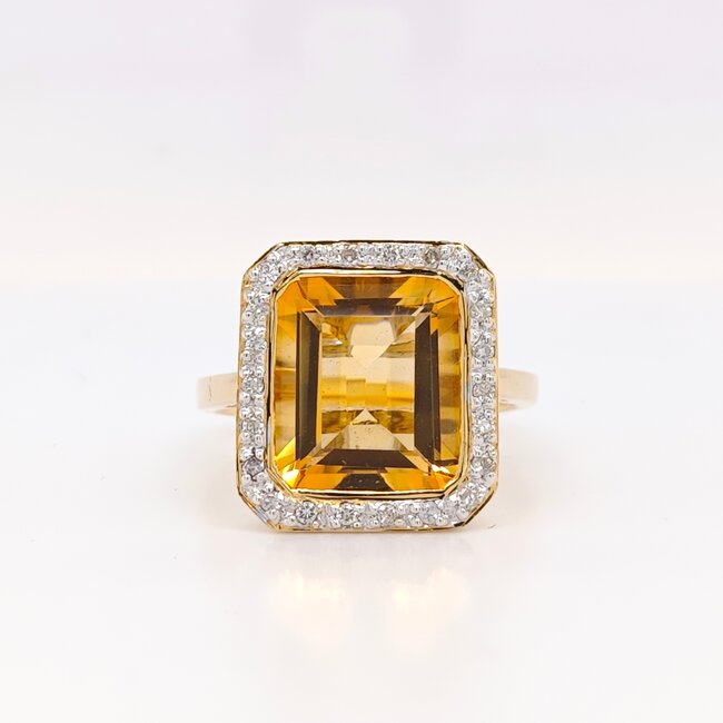 Occ 18k ring echt Citrien 0.24ctbrilj 7.8gr mt18