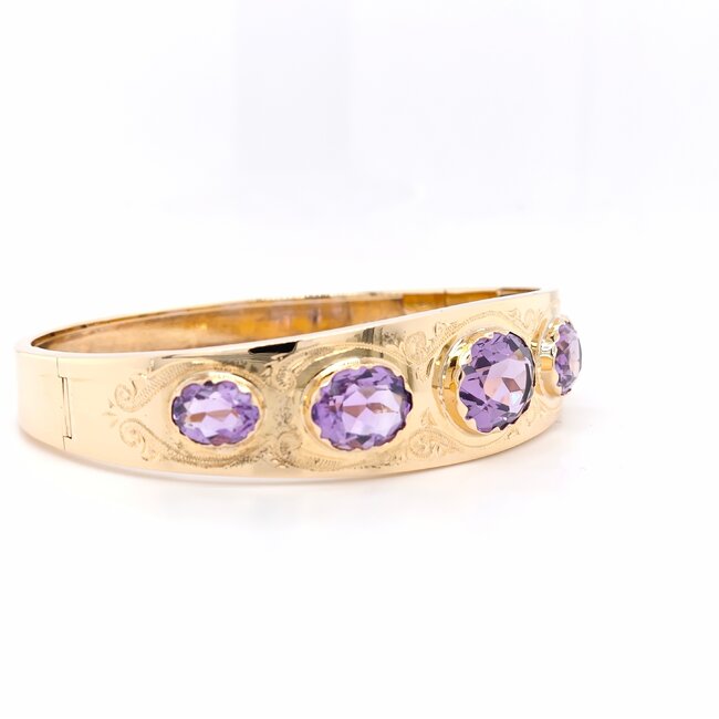 14k gouden armband met natuurlijke Amethist