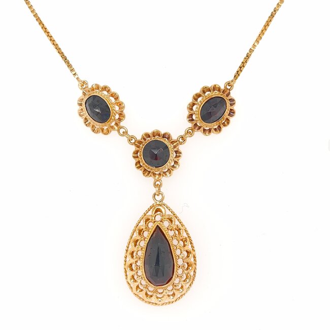14k gouden collier met Granaat