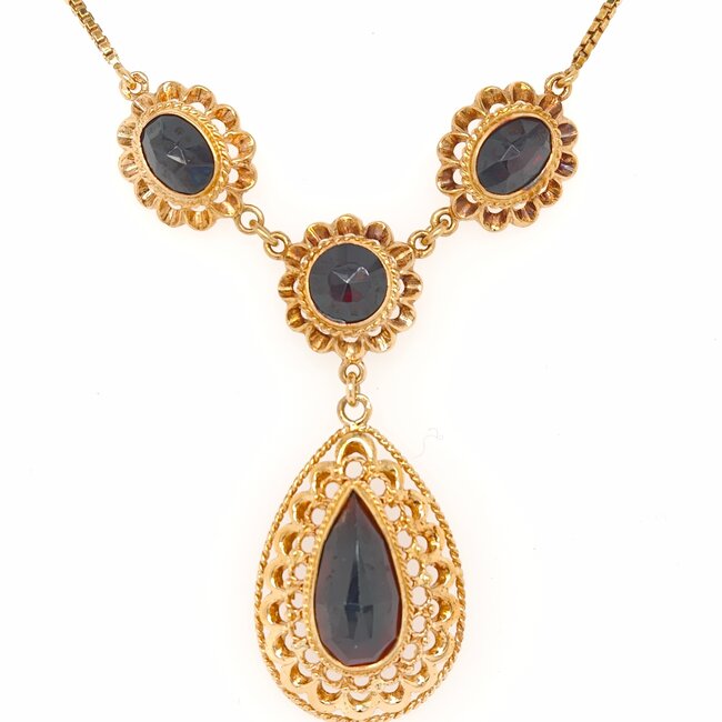 14k gouden collier met Granaat