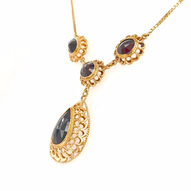 14k gouden collier met Granaat