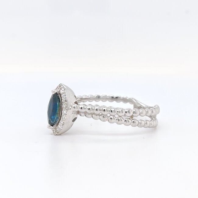 ROS  Jewel Design 18k witgouden ring met Saffier en briljanten