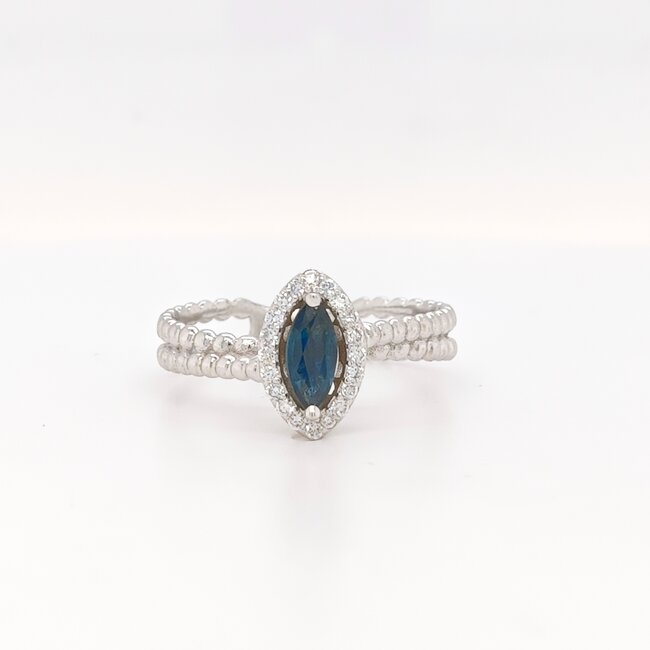 ROS  Jewel Design 18k witgouden ring met Saffier en briljanten