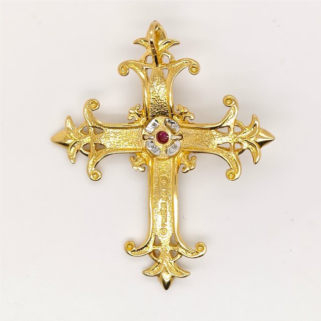Occ 18k hang kruis Rob/brilj EmperialRubyCross 11.6g Fabergé