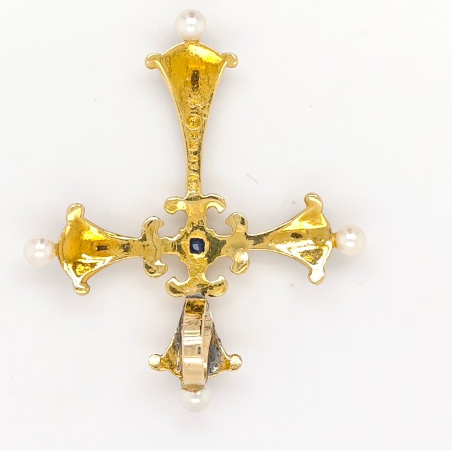 Occ 18k hngr kruis saff/brilj Het Middernachtkruis 3,9g Fabergé