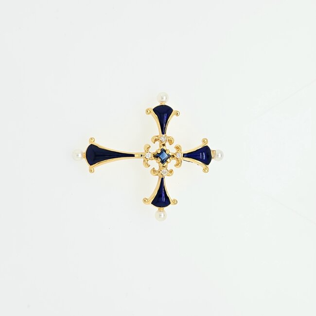 Occ 18k hngr kruis saff/brilj Het Middernachtkruis 3,9g Fabergé