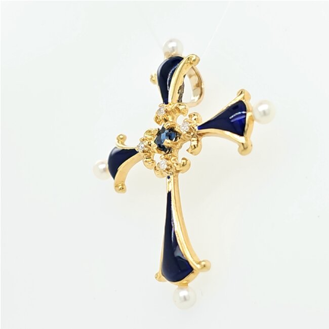 Occ 18k hngr kruis saff/brilj Het Middernachtkruis 3,9g Fabergé