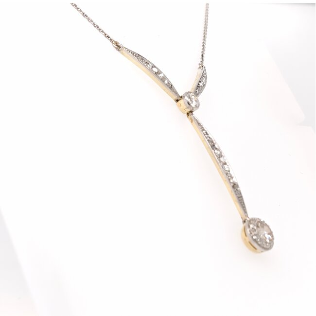 14k bicolor gouden choker met Roosdiamant