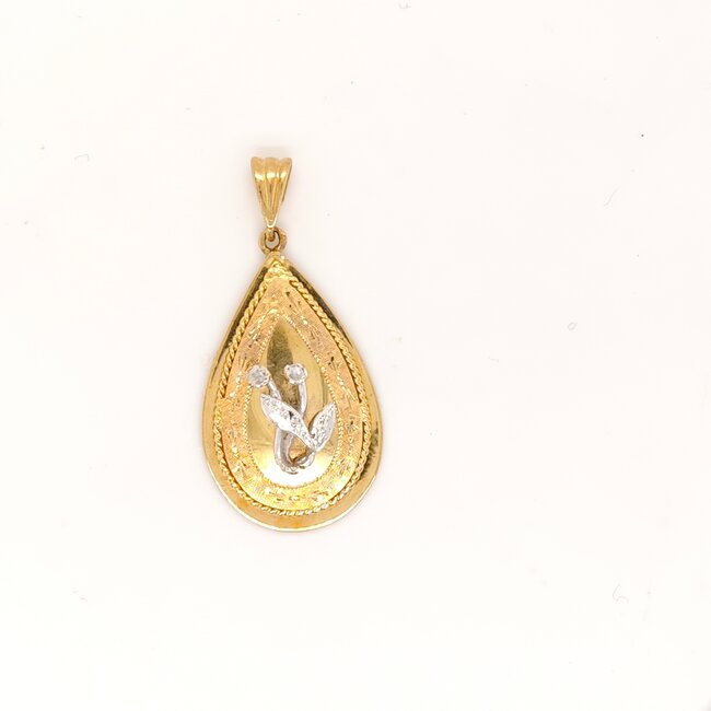 14k bicolor gouden hanger met roos Diamant