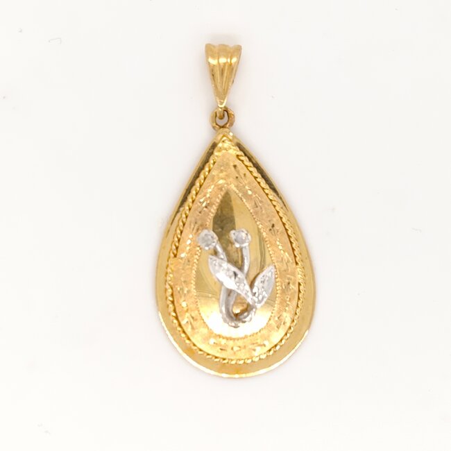 14k bicolor gouden hanger met roos Diamant