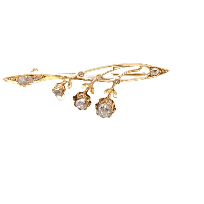 14k gouden broche gezet met Roosdiamanten