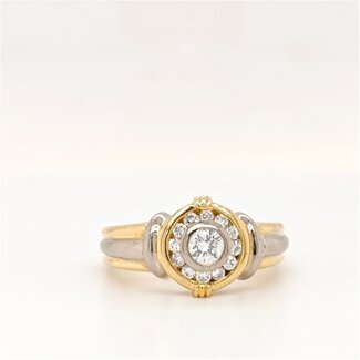 Occ 18k bicolor ring met Briljant 0.38ct 7gr mt 16.5