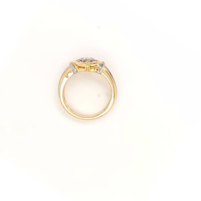 Occ 18k bicolor ring met Briljant 0.38ct 7gr mt 16.5