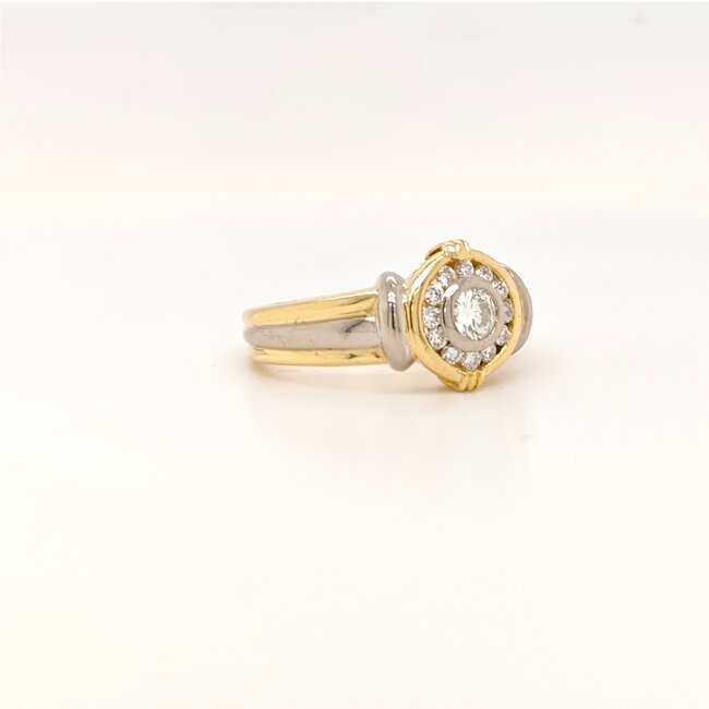 18k bicolor gouden ring met Briljant
