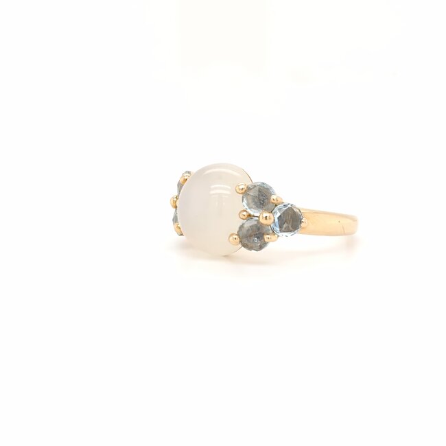 18k roségouden Pomellato ring met maansteen en Aquamarijn