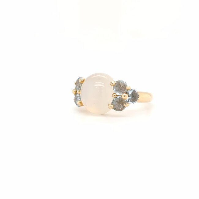 18k roségouden Pomellato ring met maansteen en Aquamarijn