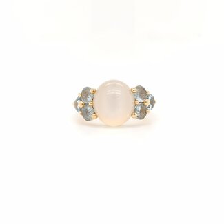 Occa 18k ring Pomellato Roxy maansteen/Aqua 10.2gr