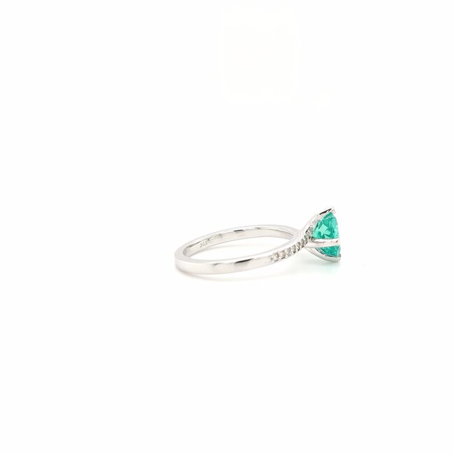 ROS  Jewel Design 14k witgd ring 0,18cBrilj/natSmaragd 3.7gr The Beautifull green 18