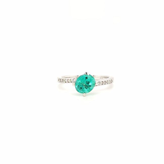 ROS  Jewel Design 14k witgouden ring met een Smaragd en briljanten
