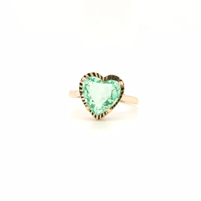 14k gouden ring met Presoliet hart