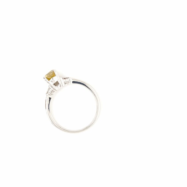 18k witgouden ring met gele Agaath en diamant