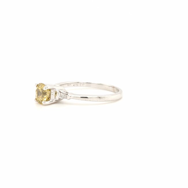 18k witgouden ring met gele Agaath en diamant