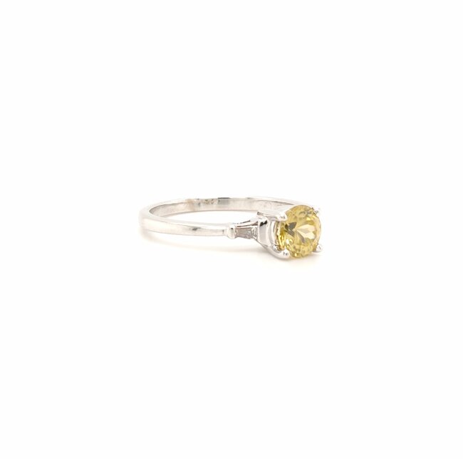 18k witgouden ring met gele Agaath en diamant