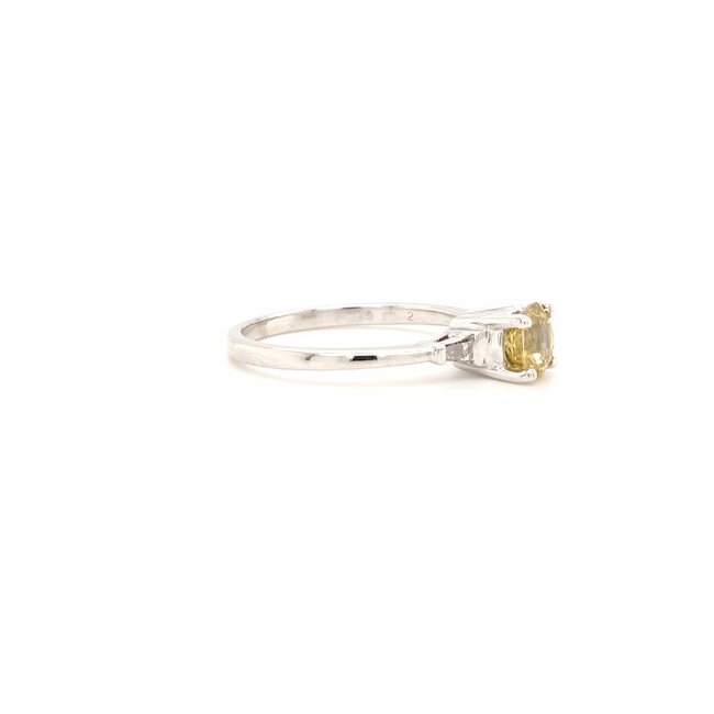 18k witgouden ring met gele Agaath en diamant