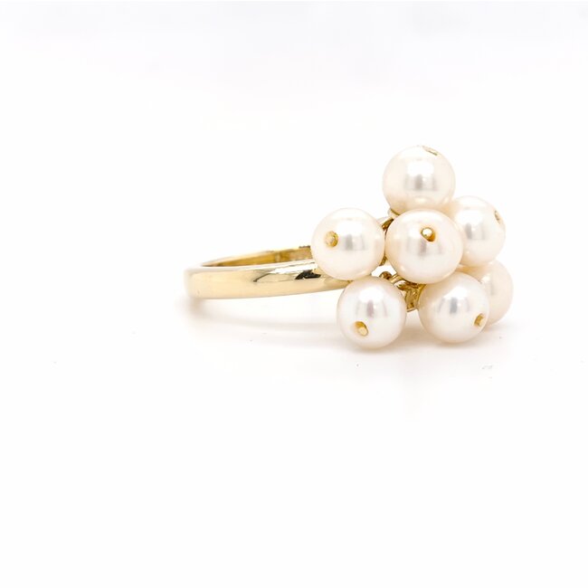 Occ  14k ring  7cult.parels 5.2gr mt 18