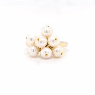 Occ  14k ring  7cult.parels 5.2gr mt 18