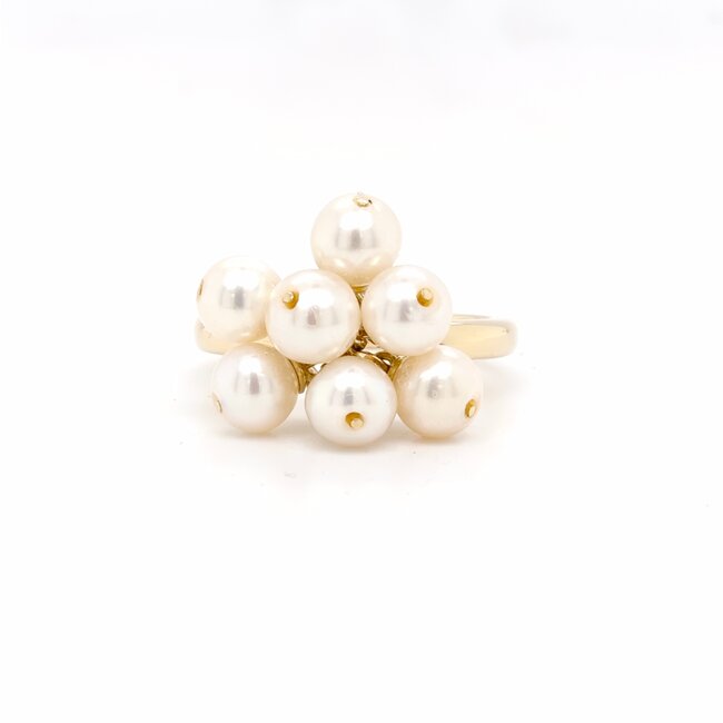 Occ  14k ring  7cult.parels 5.2gr mt 18