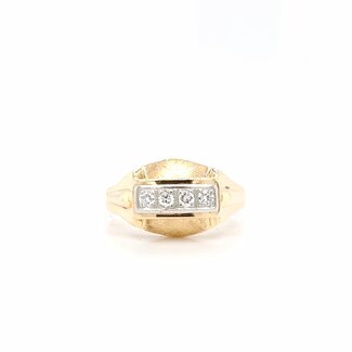 Occ 14k ring 4xBriljant ca0.16ct 3.9g mt19