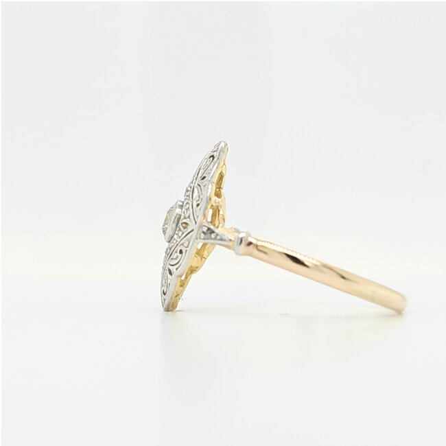 14k bicolor gouden ring met briljant