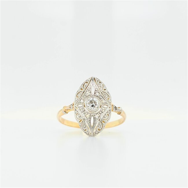 Occ 14k bico ring ca 0.16ctbrilj 2.3gr mt 17.75