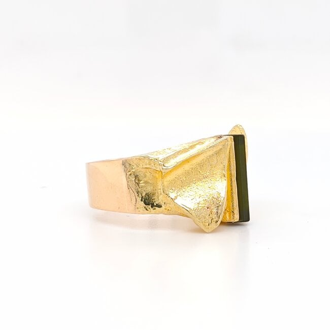 14k gouden ring met groene Toermalijn