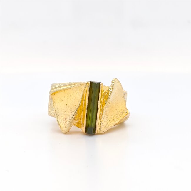 Occ 14k ring groene Toermalijn 7gr mt 17.25
