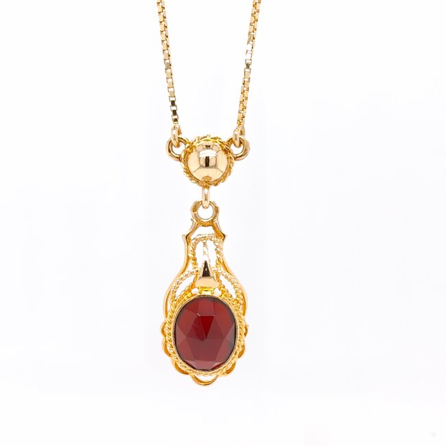 Occ 14k collier/hangergranaat 45cm 3.7g