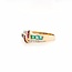 14k gouden ring met Robijn saffier smaragd en briljant