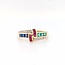 14k gouden ring met Robijn saffier smaragd en briljant