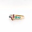 14k gouden ring met Robijn saffier smaragd en briljant
