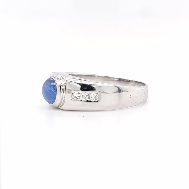 Occ 14k witgd ring Stersaffier 6brilj 0.30ct 8.1g mt21